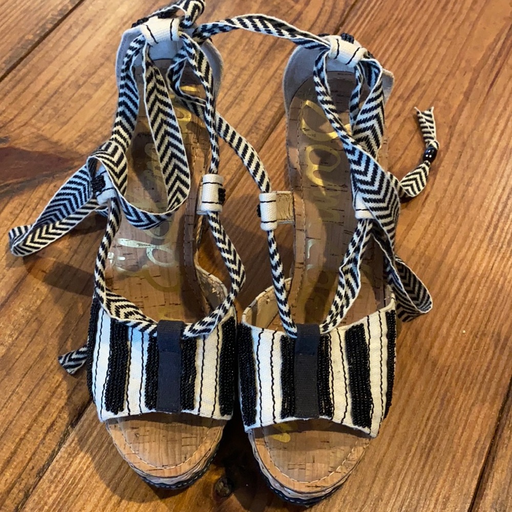 Sam Edelman lace up espadrille wedges size 8. Worn once!